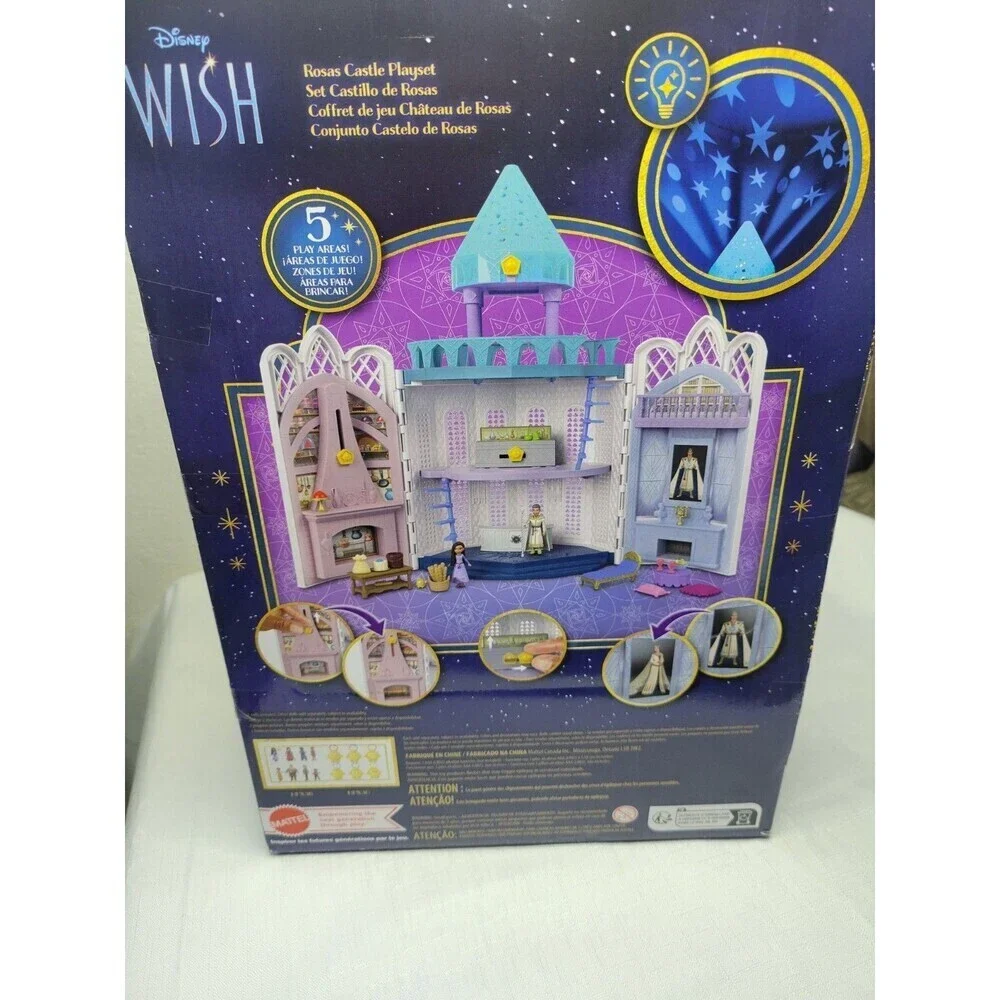 Disney Wish Rosas Castle Playset, Dollhouse with 2 Posable Mini Dolls & Star
